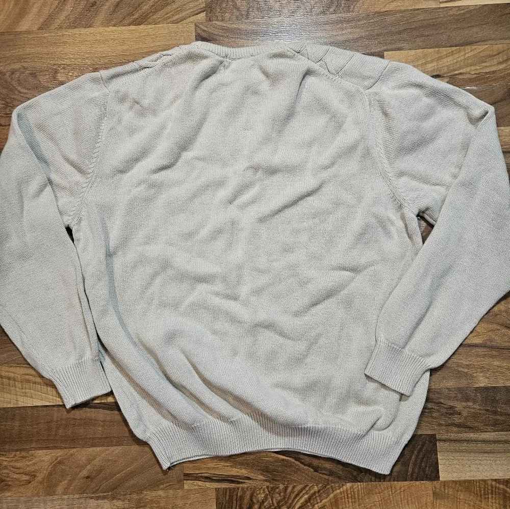Lyle And Scott Scotland Mens XL 100% Combed Cotton Sweater White Cable Knit